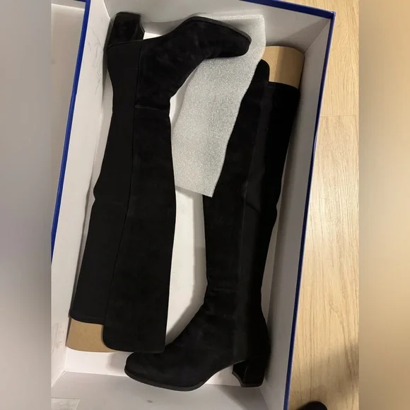 Stuart Weitzman Black Suede Over the Knee Boots - Picture 4 of 9